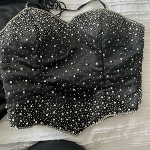 Party time black mermaid 2 piece black with diamond sequin prom or Gala dress.